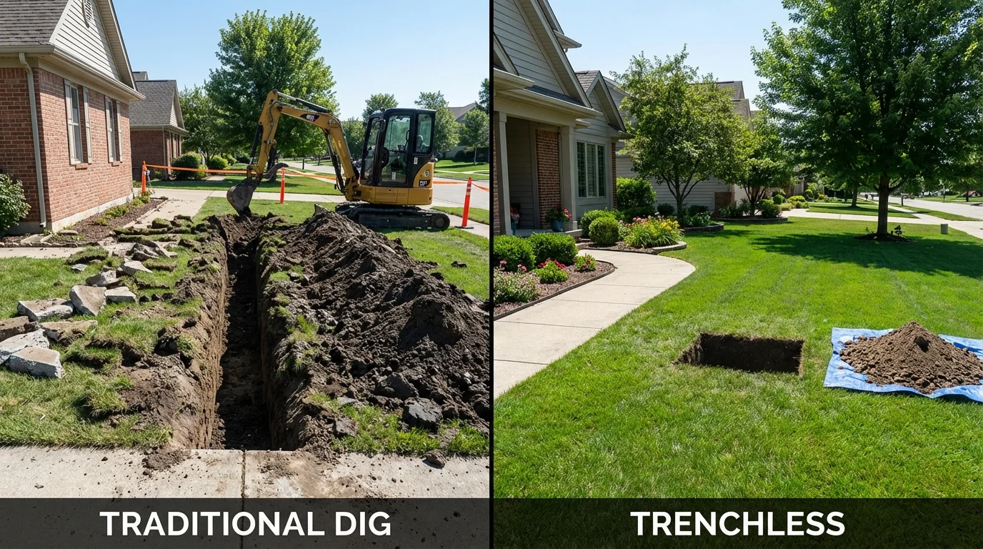 Trenchless sewer repair with minimal yard damage versus traditional excavation in Van Nuys, CA